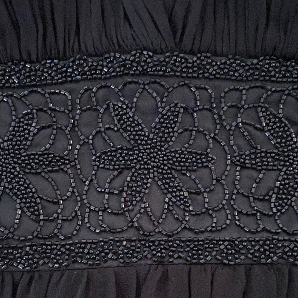 OC OC : Black Silk Maxi Silk Dress with beaded waist - Picture 9 of 11